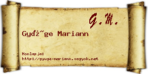 Gyüge Mariann névjegykártya